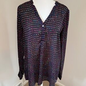 Liz Claiborne Dot V-neck Blouse, size medium tall